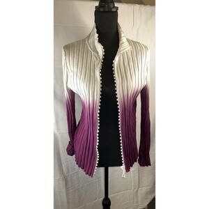 Belldini Sexy Purple Ombré Rhinestone Crystal Zipper Sweater